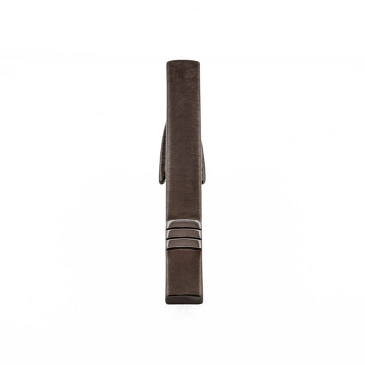 Brushed Gun Metal with three strips Tie Clip 51mm