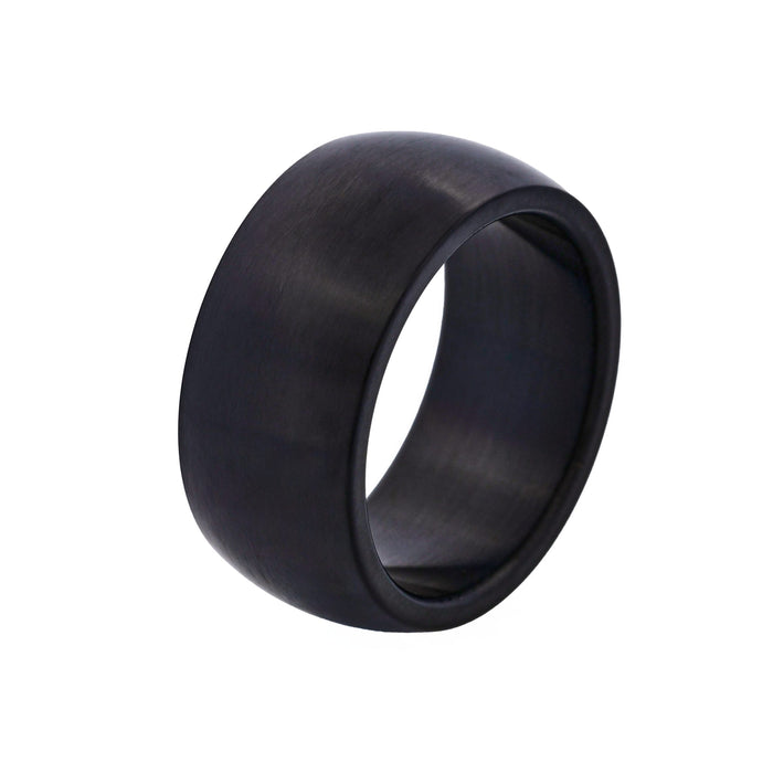 Brushed lon Plated Black Stainless Steel Band Ring