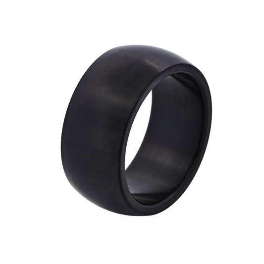 Brushed lon Plated Black Stainless Steel Band Ring