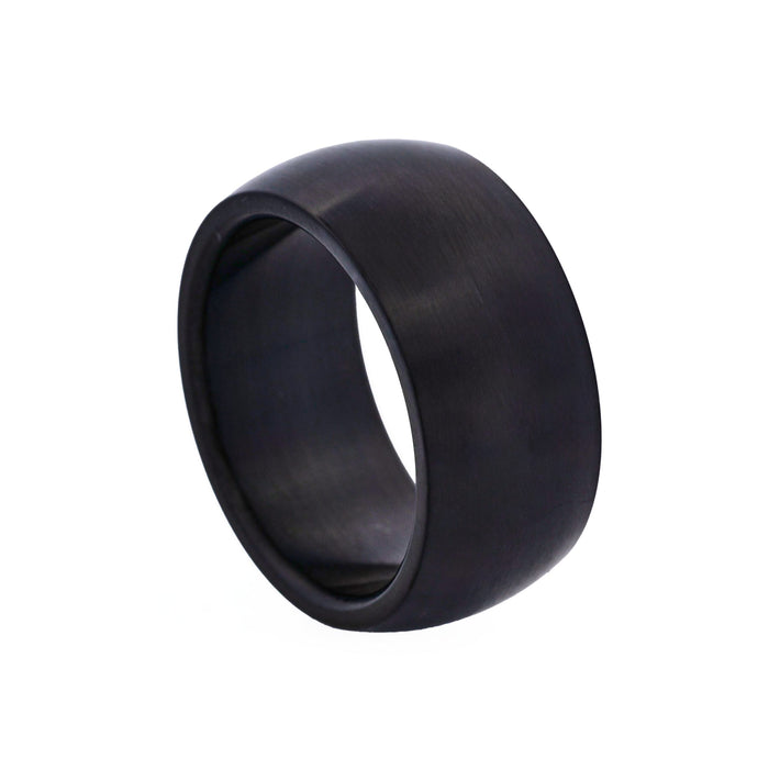 Brushed lon Plated Black Stainless Steel Band Ring