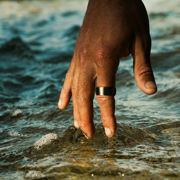 Brushed lon Plated Black Stainless Steel Band Ring
