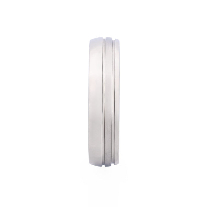 Brushed & Polished Slim Stainless Steel Ring