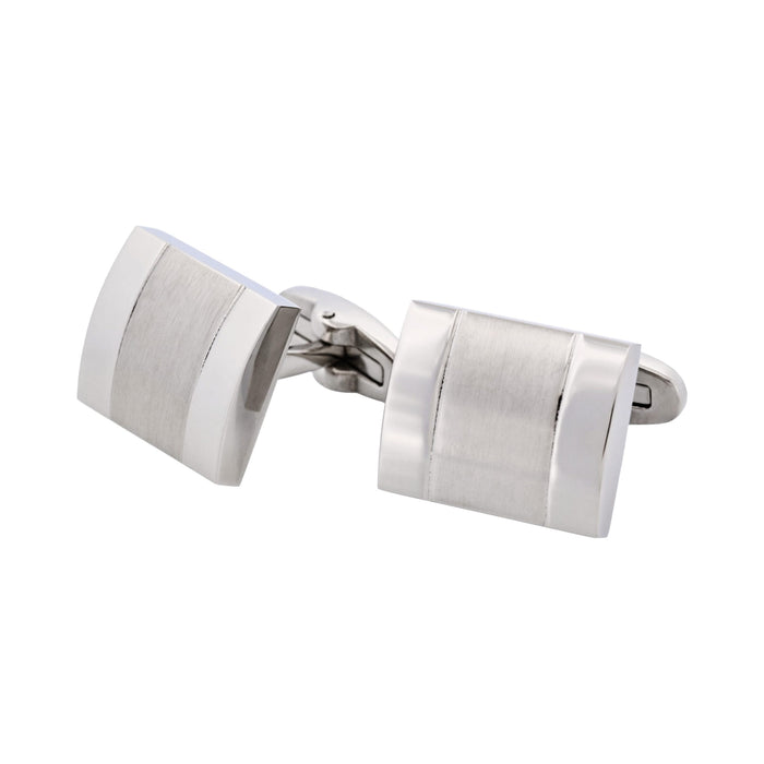 Brushed & Polished Stainless Steel Cufflinks