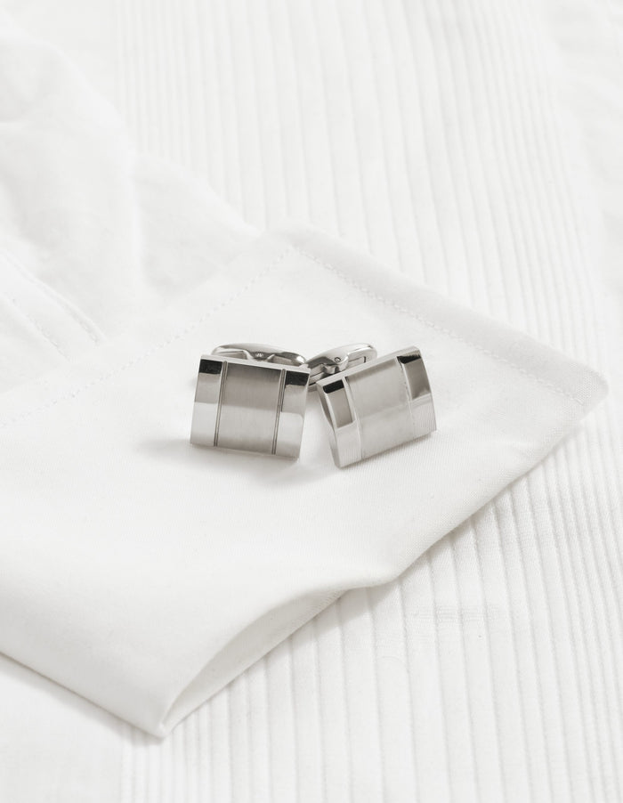 Brushed & Polished Stainless Steel Cufflinks