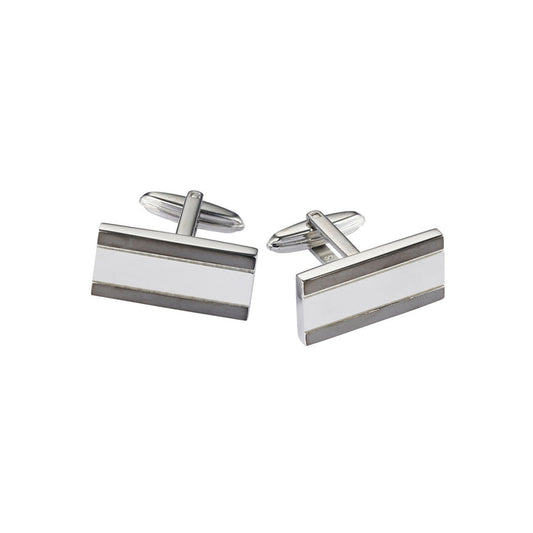 Brushed & Polished Stainless Steel Rectangle Cufflinks