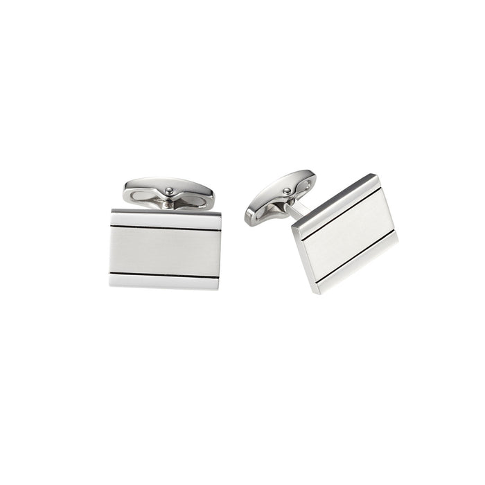 Brushed & Polished Stainless Steel Rectangle Cufflinks