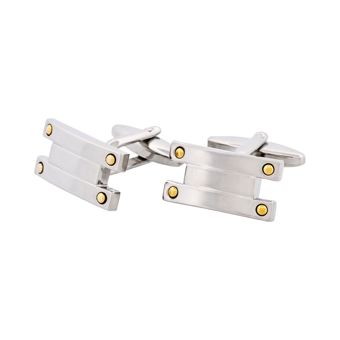 Brushed Rhodium & Gold Screw Plated Cufflinks
