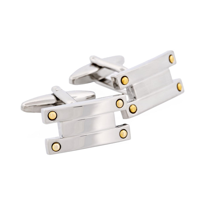 Brushed Rhodium & Gold Screw Plated Cufflinks