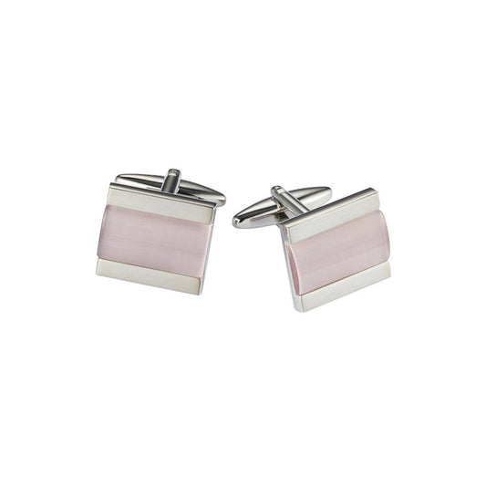 Brushed Rhodium Lilac Square Cat's Eye Cufflinks
