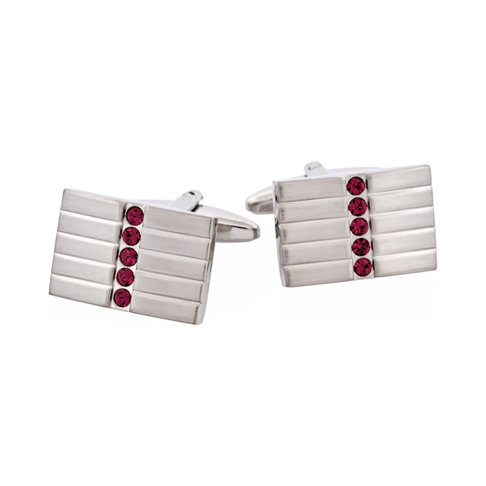 Brushed Rhodium Plated & Amethyst Crystal Cufflinks