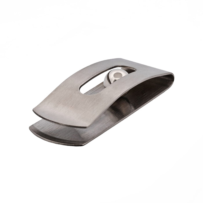Brushed Rhodium Plated & Ball Money Clip