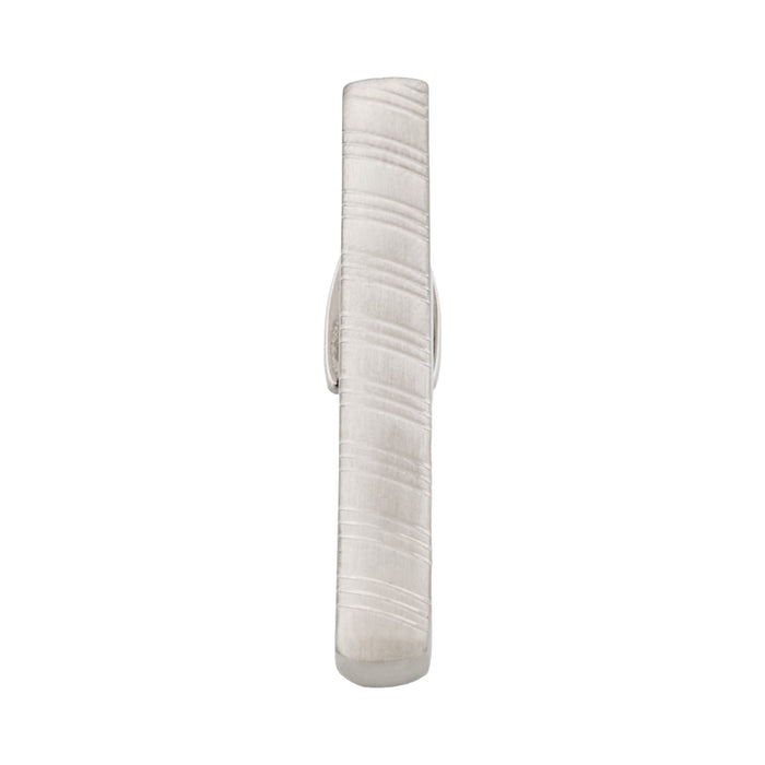 Brushed Rhodium Plated Striped Pattern Tie Bar