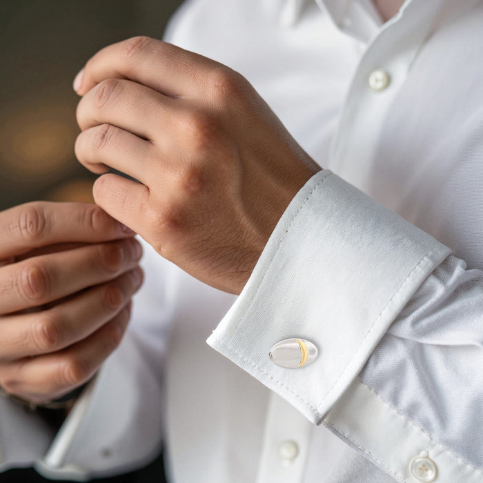 Brushed Rhodium & Polished Gold Cufflinks