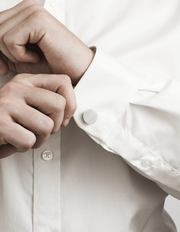 Brushed Round Stainless Steel Cufflinks