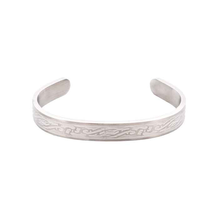 Brushed Stainless Steel Bangle & Cuff with Etched Pattern