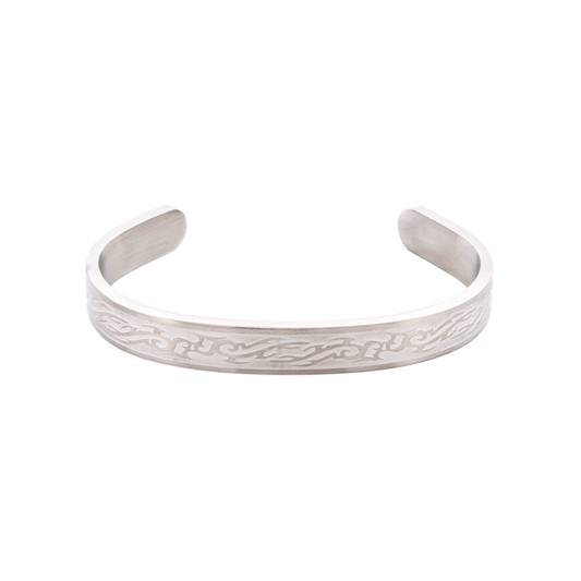 Brushed Stainless Steel Bangle & Cuff with Etched Pattern