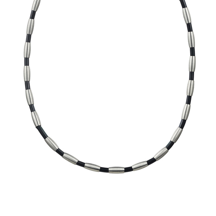 Brushed Stainless Steel Bead & Rubber Chain
