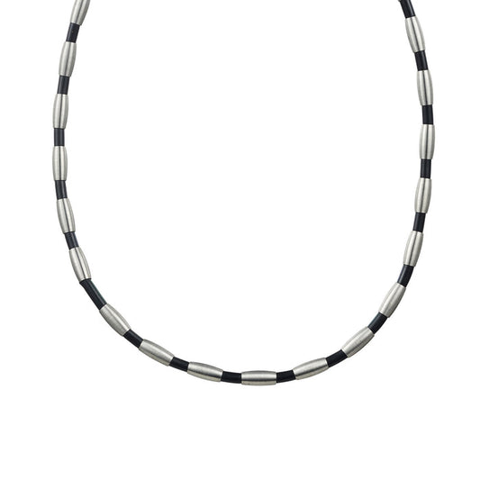 Brushed Stainless Steel Bead & Rubber Chain