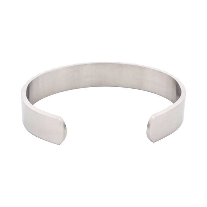 Brushed Stainless Steel Corrogated Cuff & Bangle with Black Enamel