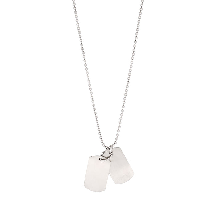 Brushed Stainless Steel Double Dog Tags on Ball Chain