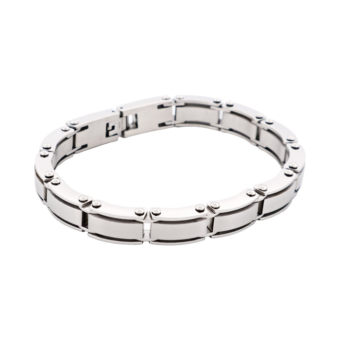 Brushed Stainless Steel Link Bracelet