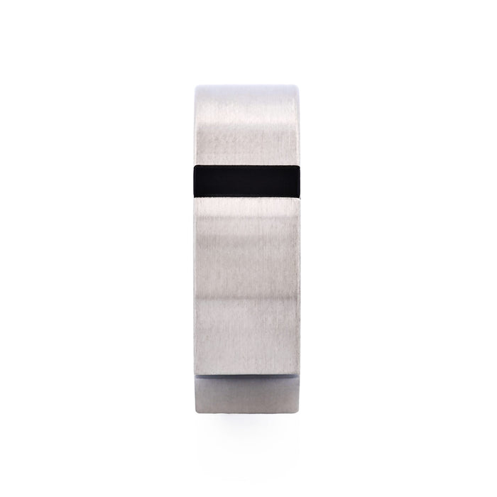 Brushed Stainless Steel & Onyx Ring