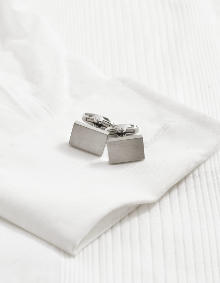 Brushed Stainless Steel Rectangle Cufflinks