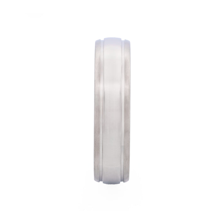 Brushed Stainless Steel Ring with Polished Centre Band