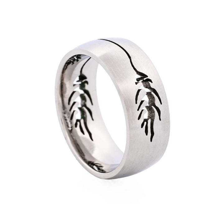 Brushed Stainless Steel with Cutout Fish Pattern Ring