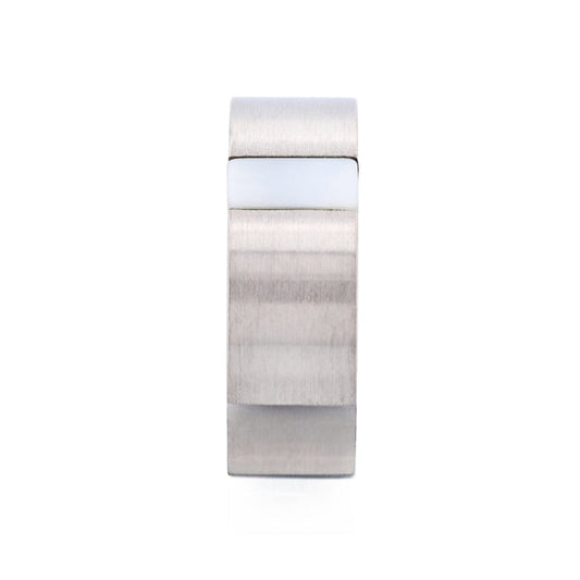 Brushed Stainless Steel with Mother of Pearl Ring