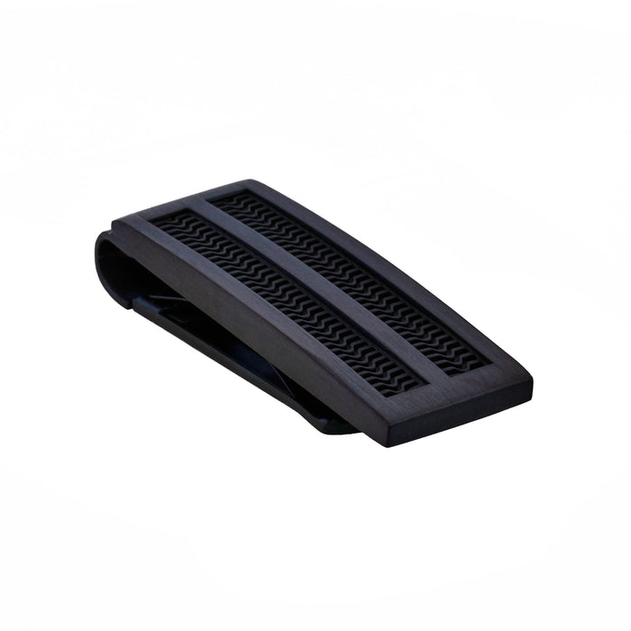 BrushedIon Plated Black Stainless Steel & Black Rubber Inlay Money Clip