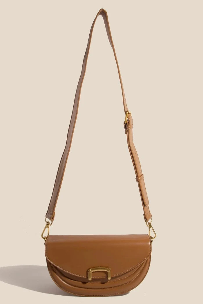 Buckle Closure Crescent Faux Leather Hand Bag Accessories