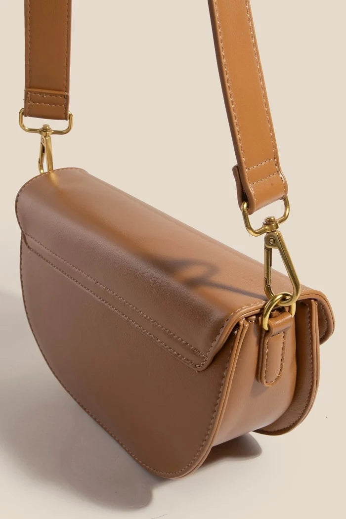 Buckle Closure Crescent Faux Leather Hand Bag Accessories