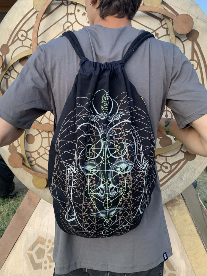 Buddha Vibes Hung Drawstring Bag Drawstring Bag - Back View by Symbolika
