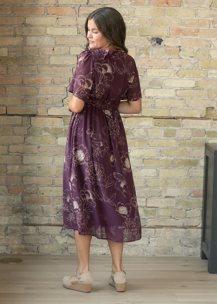 Burgundy Woven Midi Dress FF Dresses