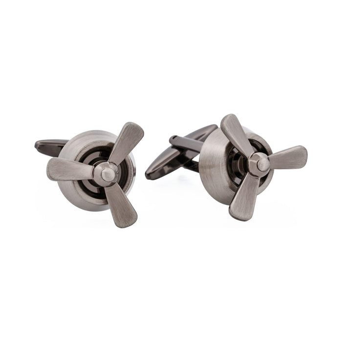 Burnished Rhodium Plated Propellor Cufflinks