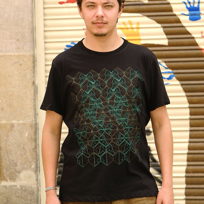 Butterfly Morph T-Shirt Black — visionary art by Symbolika