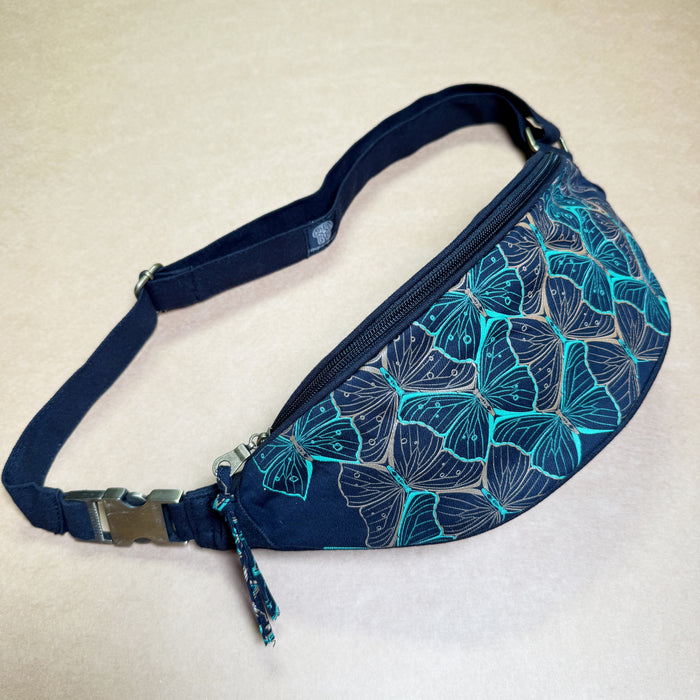 Butterfly Morph Canvas Fanny Pack — Metamorphosis Art Fanny Pack - Back View by Symbolika
