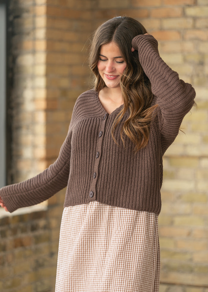 Button Front Espresso Sweater Cardigan FF Layering Essentials