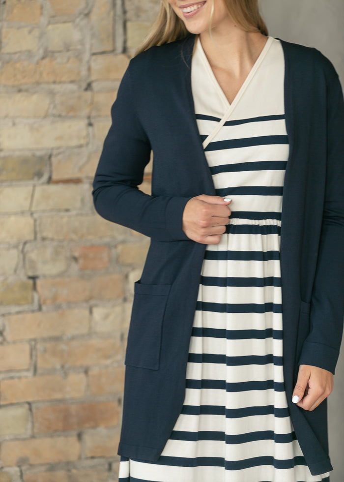 Cally Navy Open Front Cardigan FF Layering Essentials
