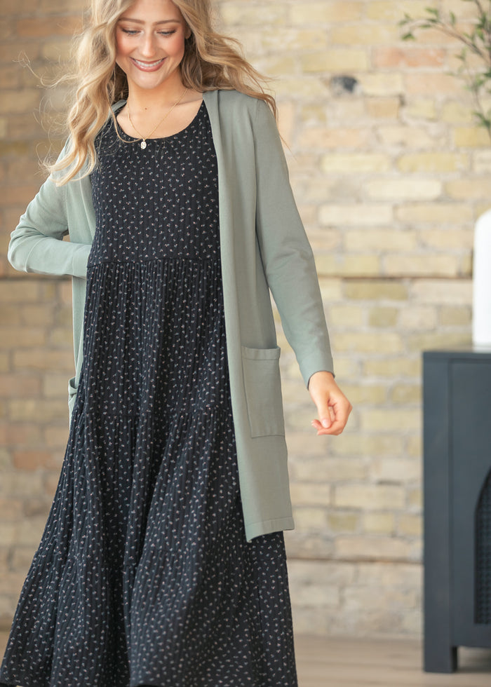 Cally Olive Open Front Cardigan FF Layering Essentials XS