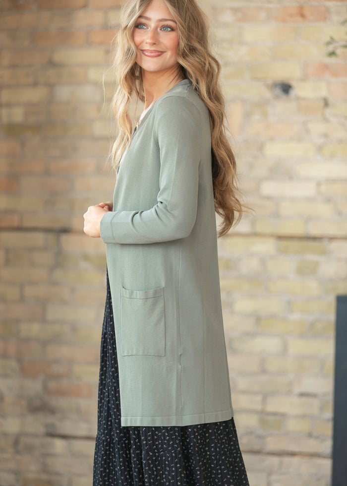 Cally Olive Open Front Cardigan FF Layering Essentials