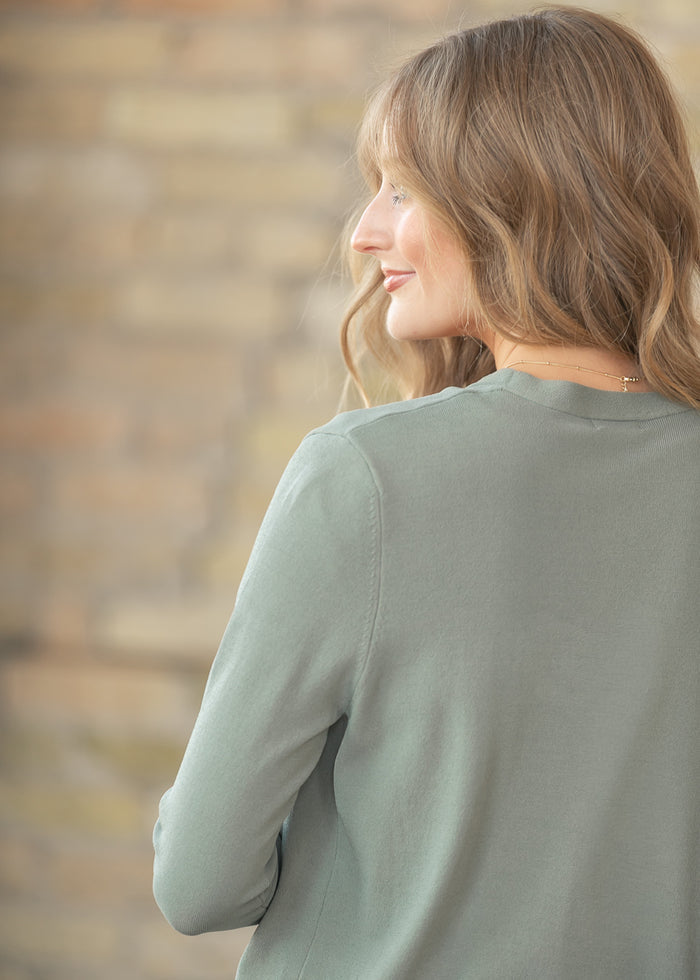 Cally Olive Open Front Cardigan FF Layering Essentials