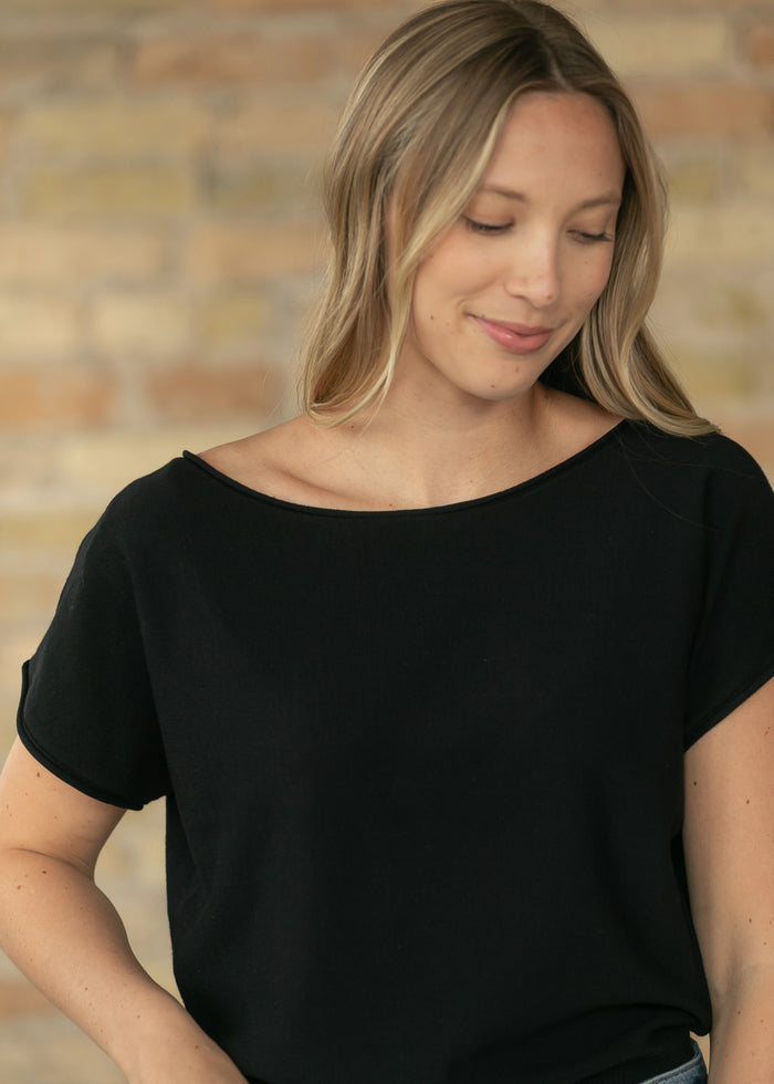 Cap Sleeve Boat Neck Top FF Tops
