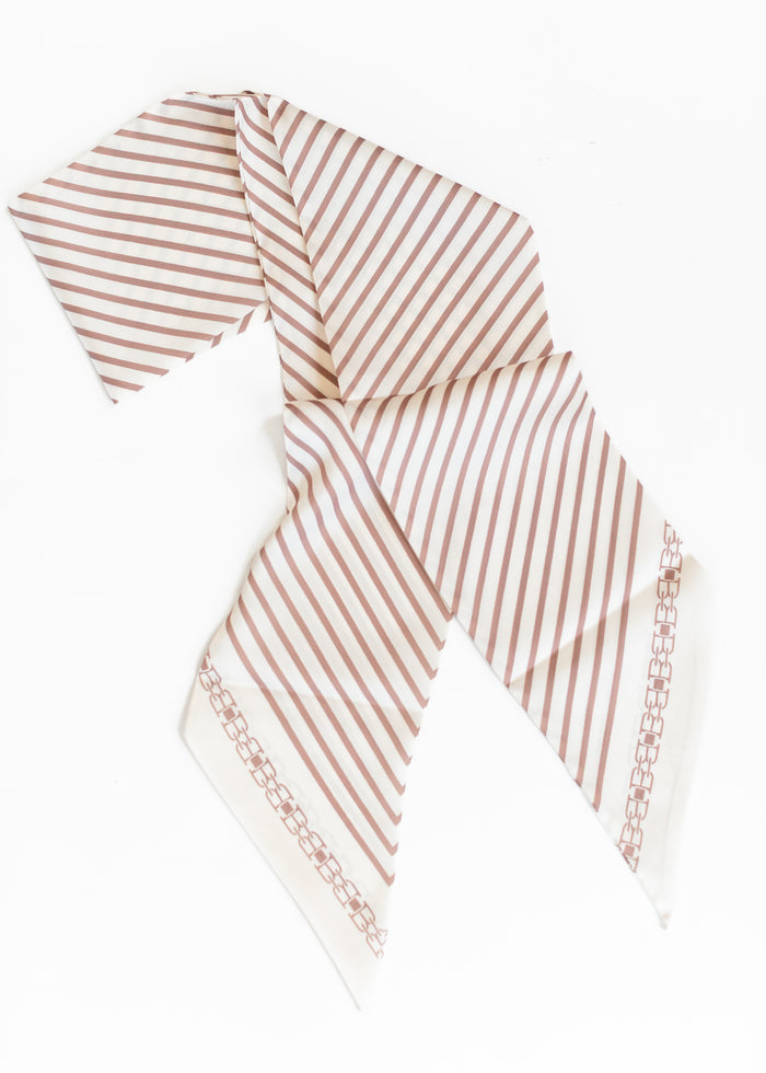 Caramel Striped Silky Skinny Scarf Gifts