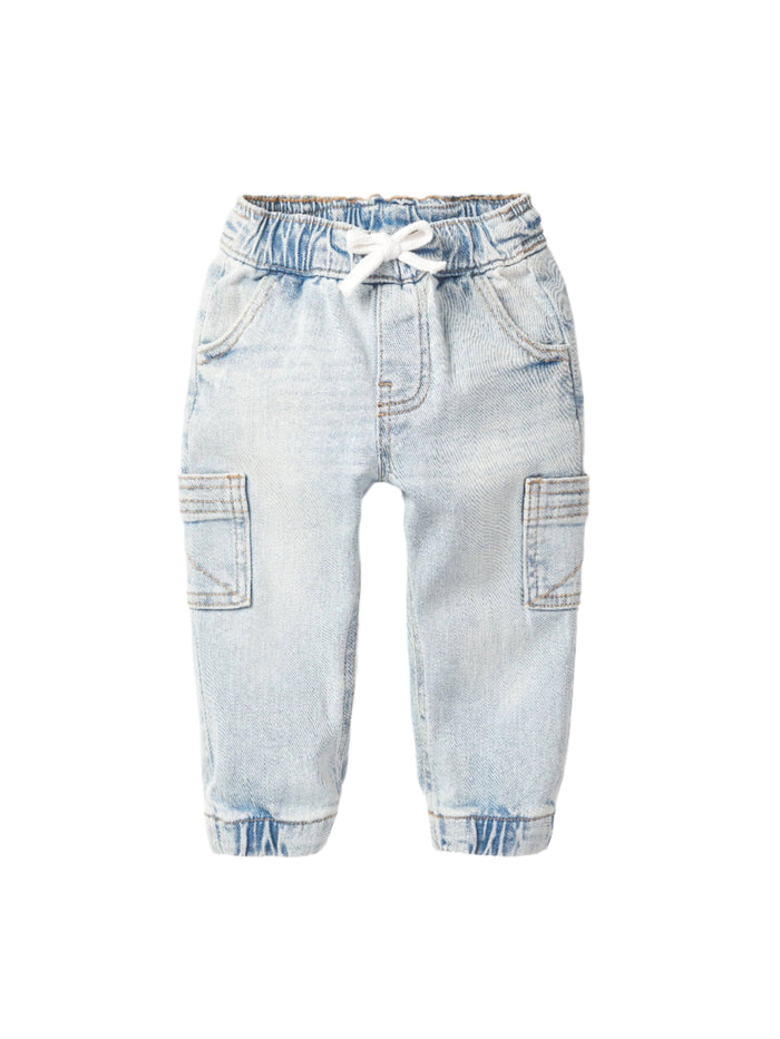 Cargo Denim Jogger - Light Wash