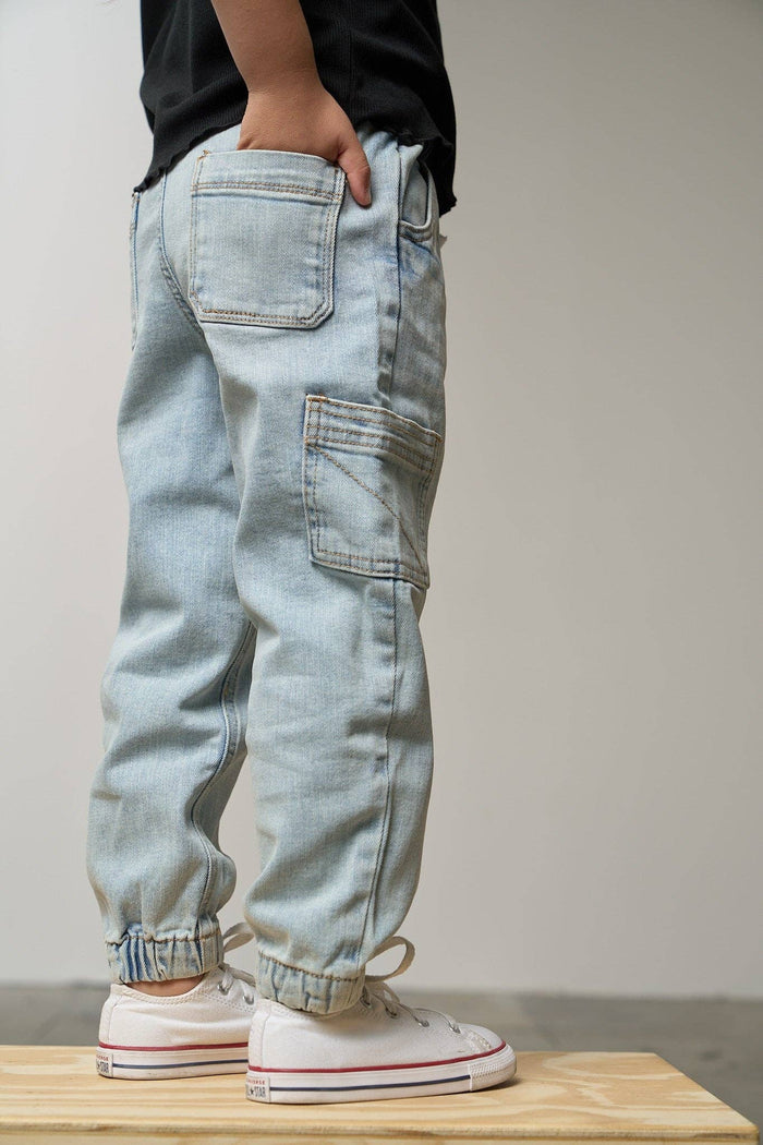 Cargo Denim Jogger - Light Wash