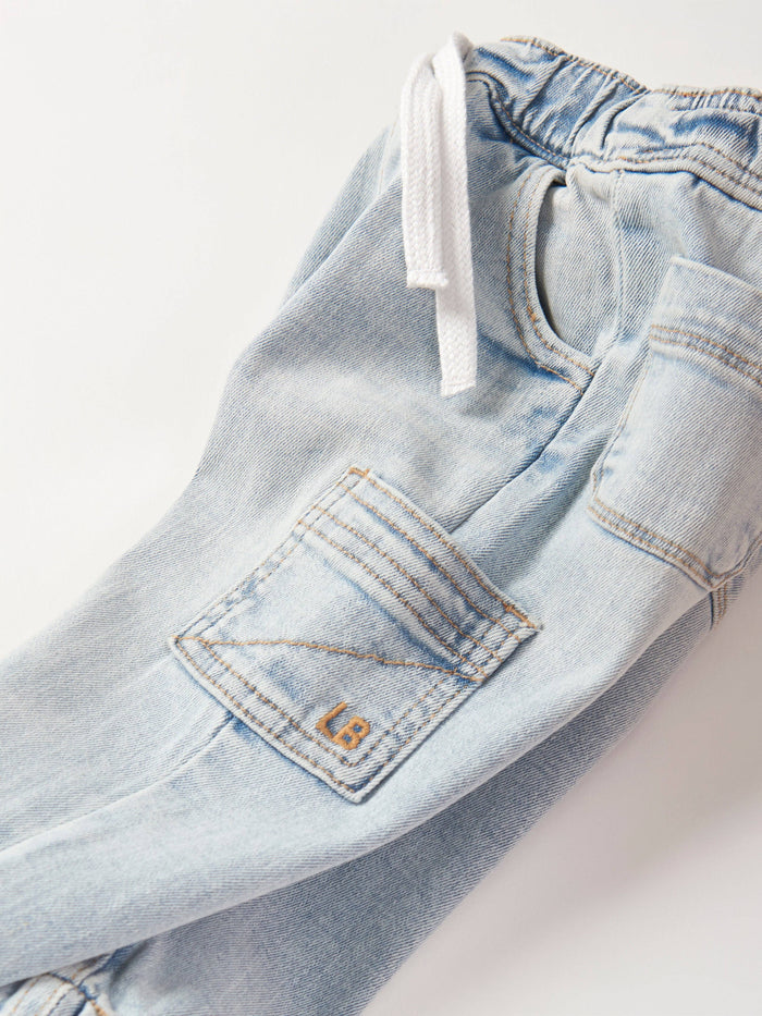 Cargo Denim Jogger - Light Wash