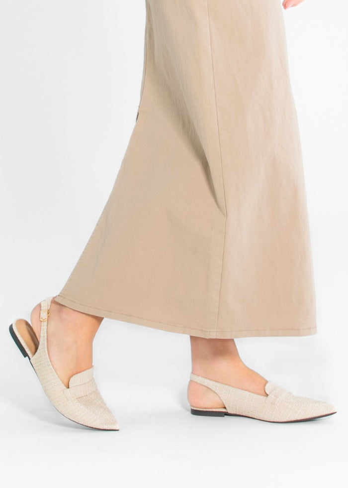 Casual Linen Pointed Toe Flat Mules Shoes