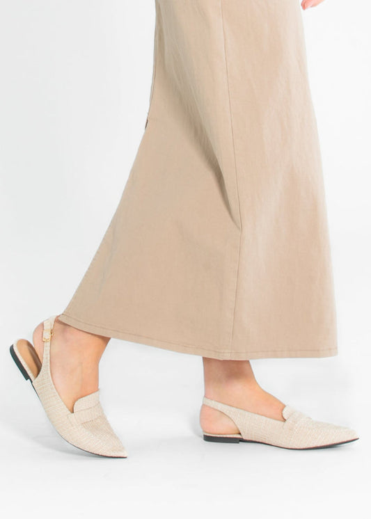 Casual Linen Pointed Toe Flat Mules Shoes